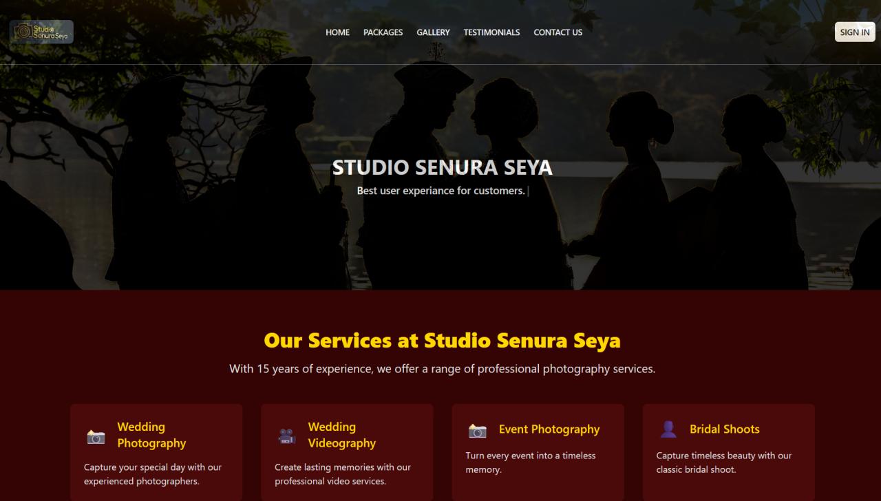 Ashen thilakarathna - WEBSITE FOR A STUDIO TO MANAGE EVENTS AND ORDERS